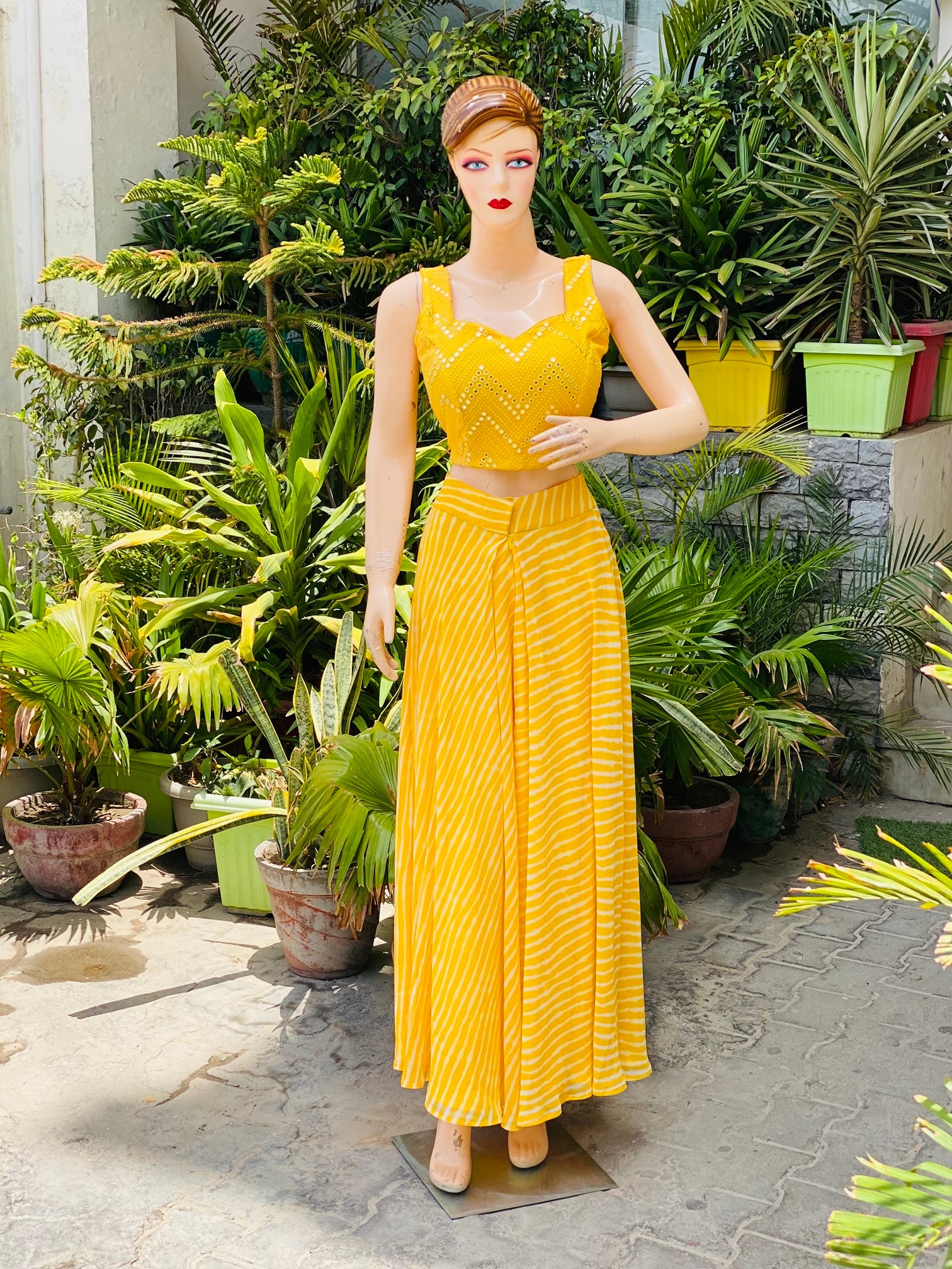 Yellow Leheriya Co-Ord Set