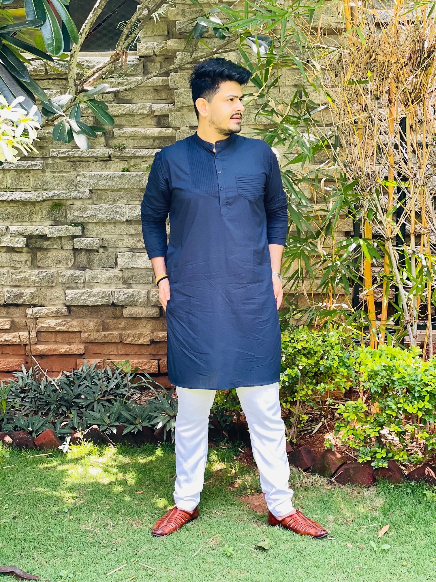 Menswear Navy Blue Kurta Set