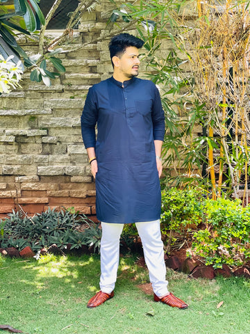 Menswear Navy Blue Kurta Set