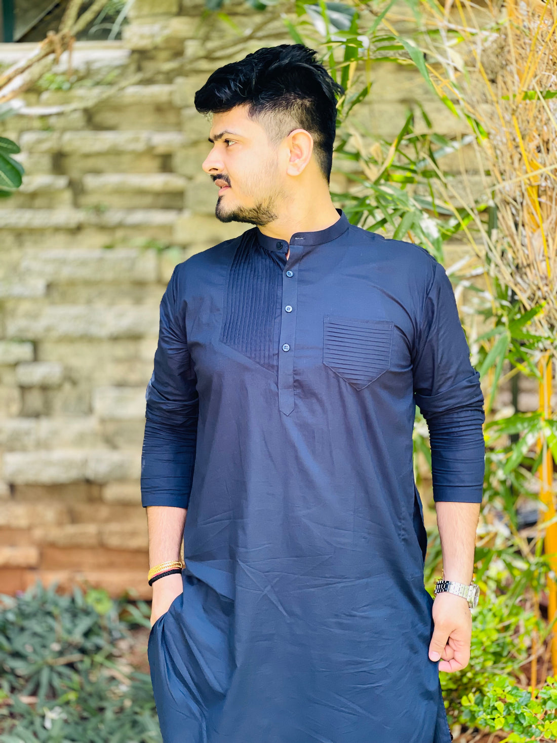 Menswear Navy Blue Kurta Set