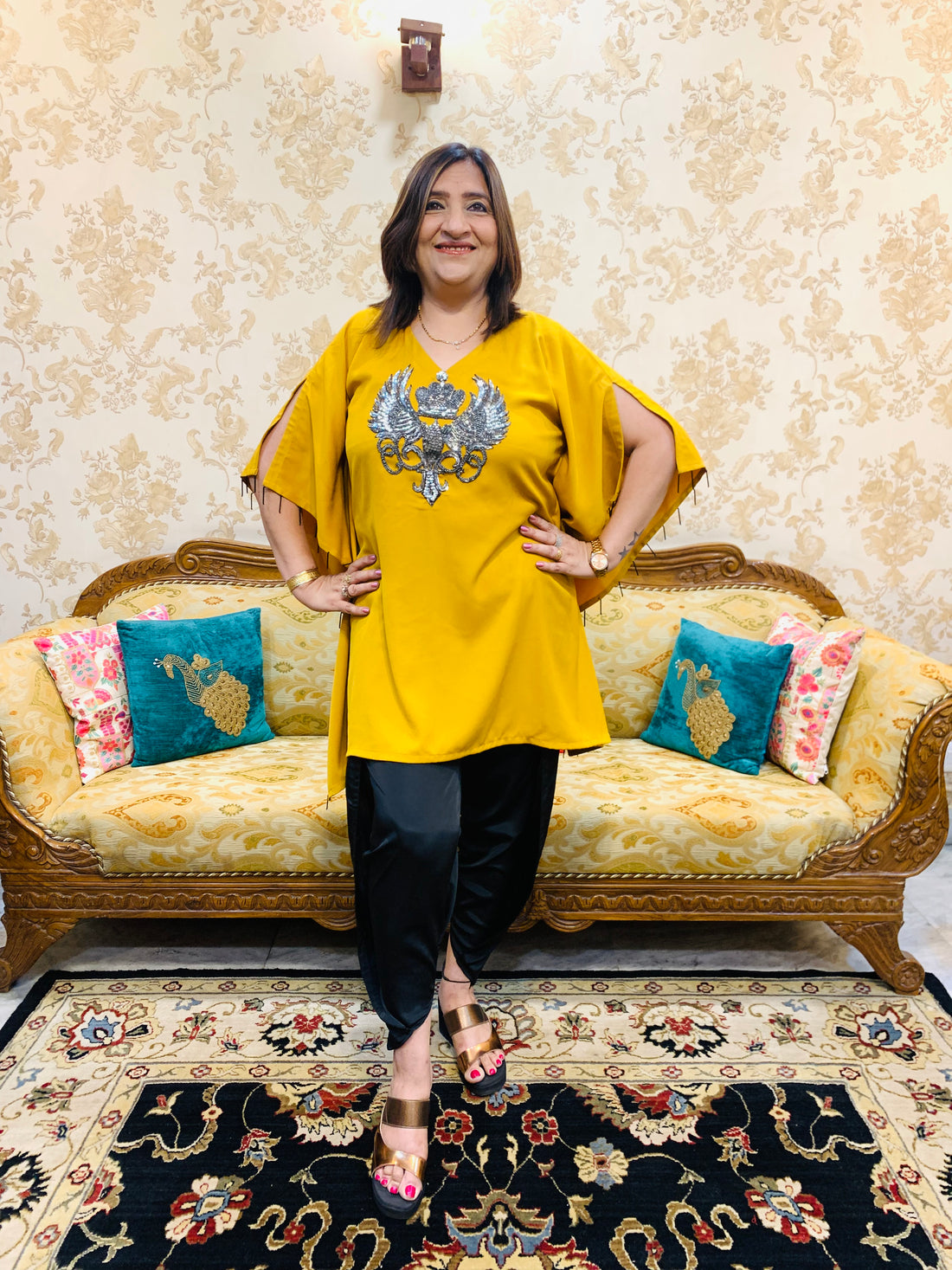 Yellow Embroidered Kaftaan