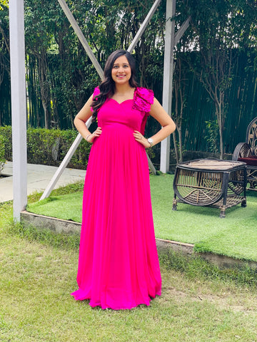 Hot Pink Net Gown