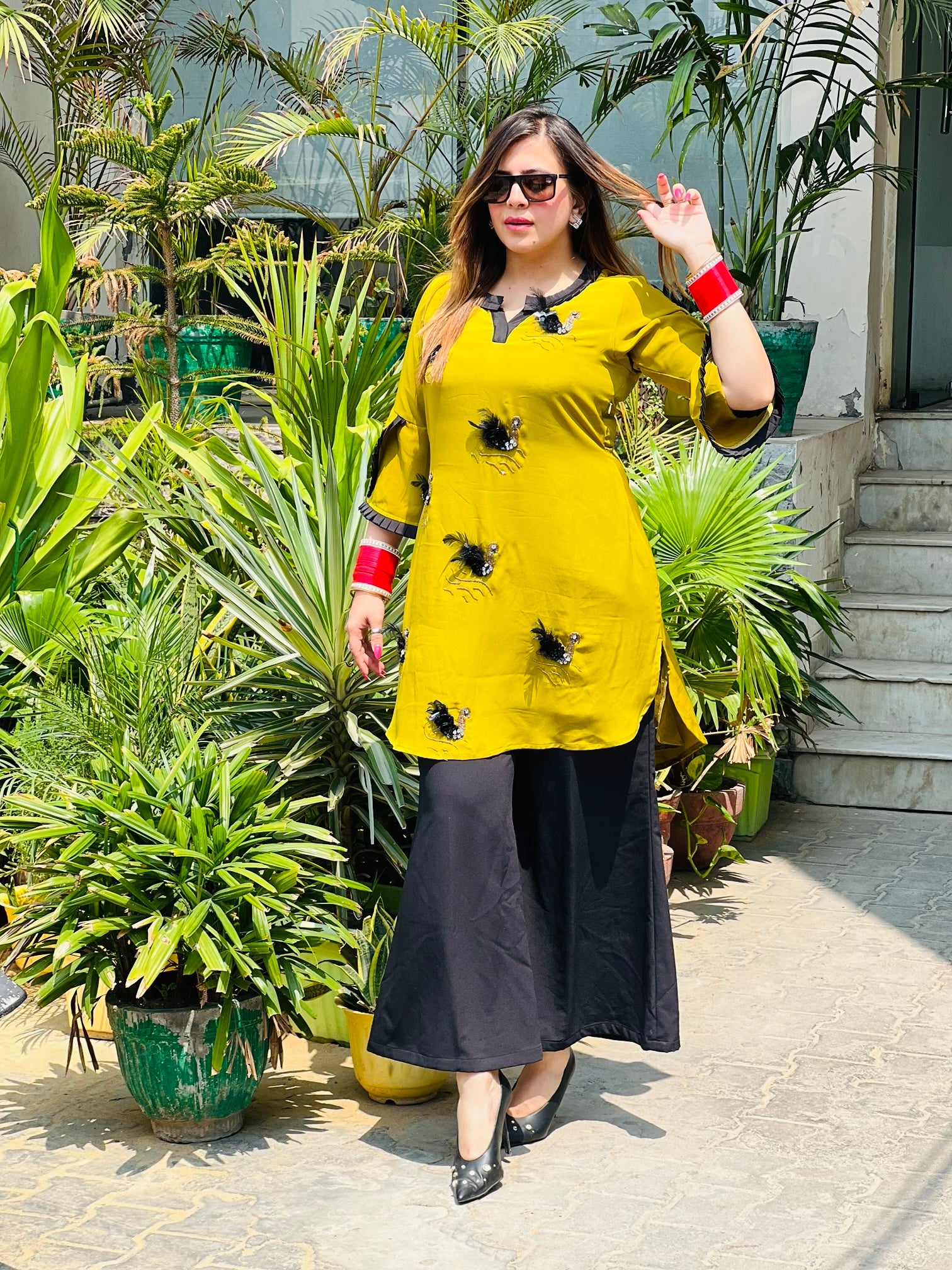 Apple Green Embroidered Suit