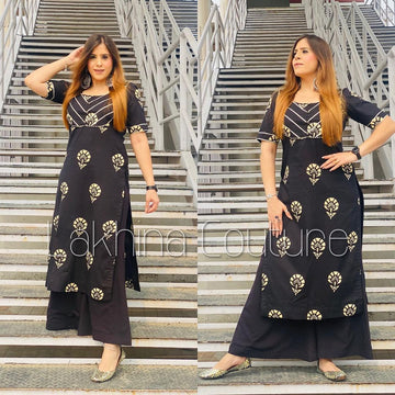 Black Printed Suit