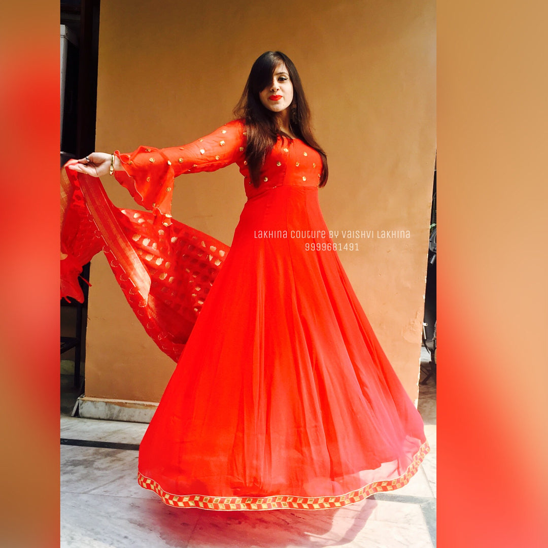 Pure Red Anarkali