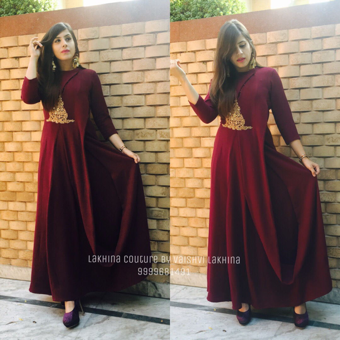 Maroon Ethnic Drape