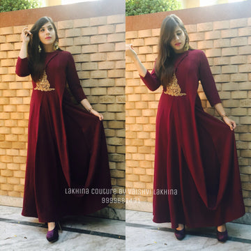 Maroon Ethnic Drape