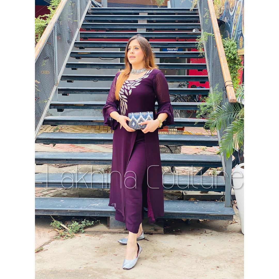 Purple Georgette Suit