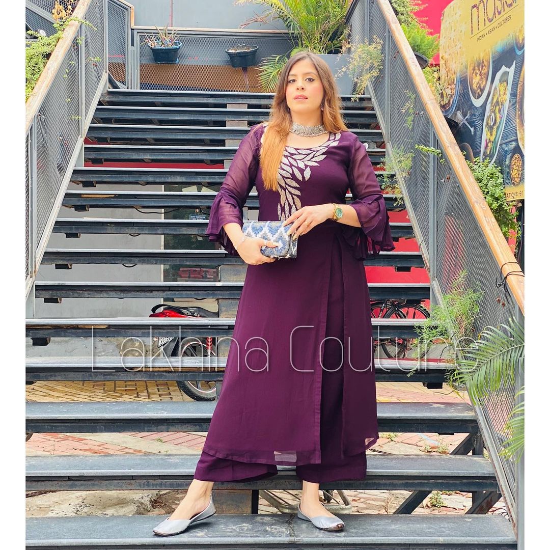 Purple Georgette Suit