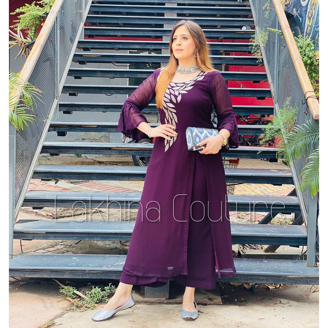 Purple Georgette Suit