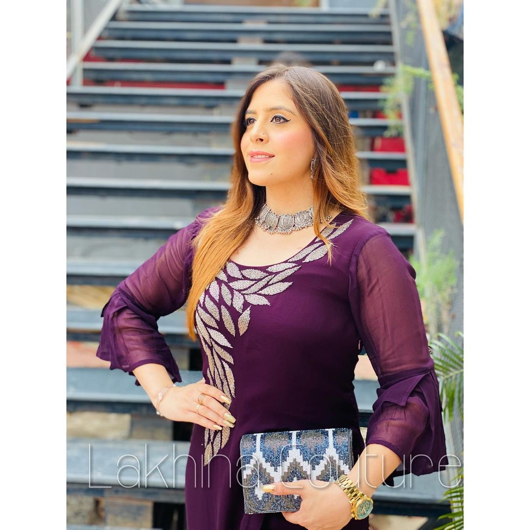 Purple Georgette Suit