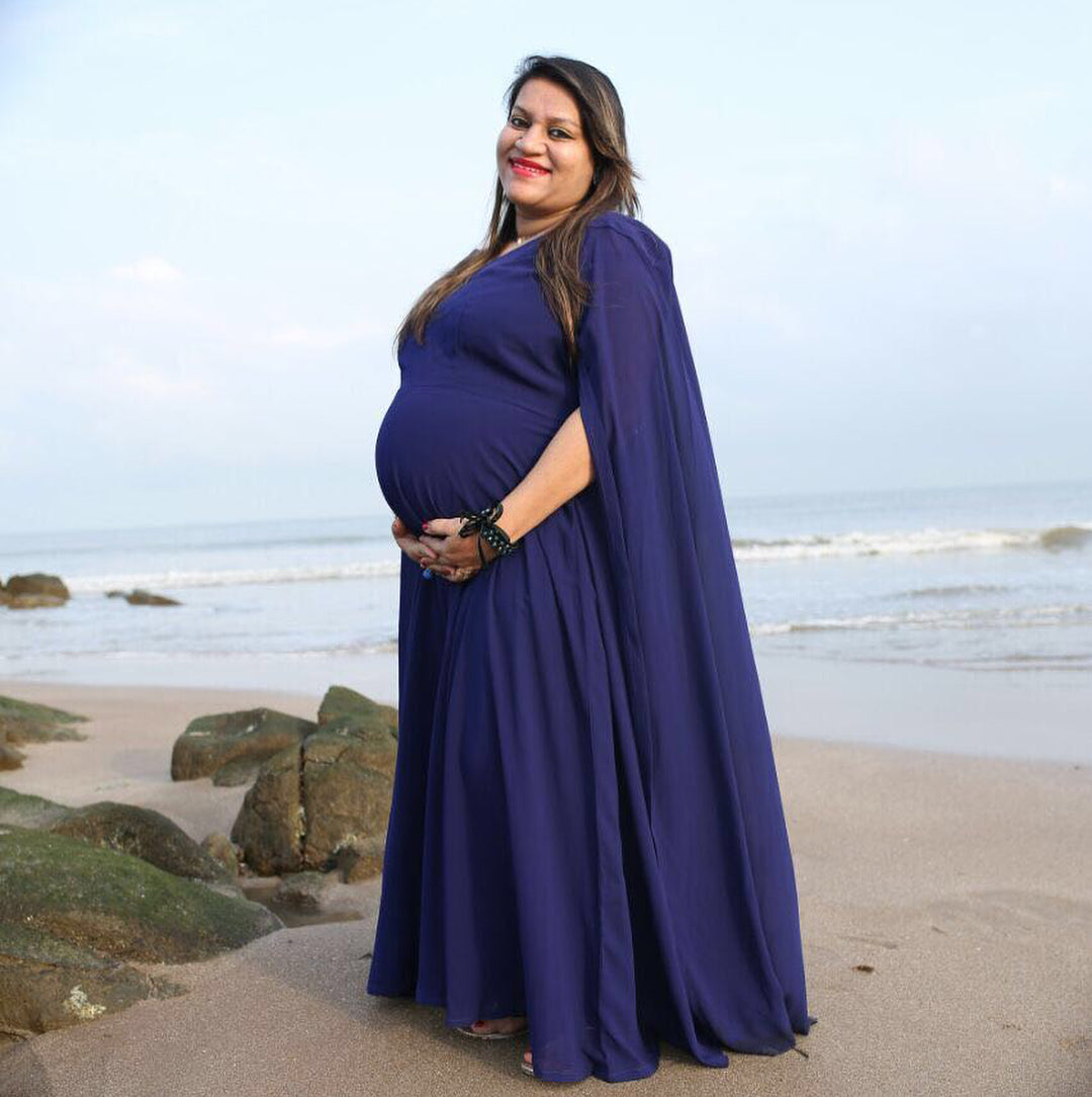 Navy Blue Georgette Gown