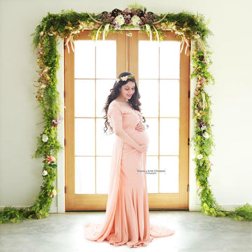 Peach Off Shoulder Gown