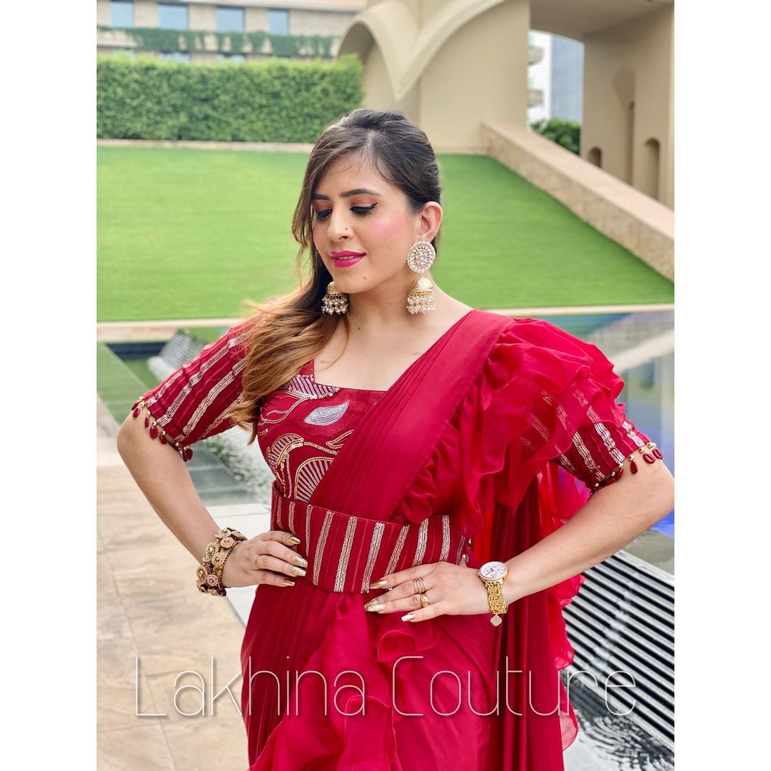 Maroon Drape Saree