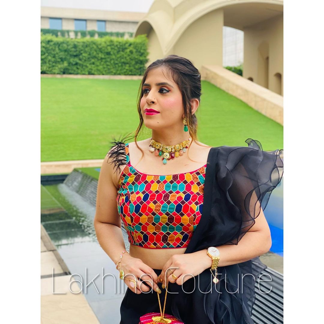 Black Cocktail Saree With Belt