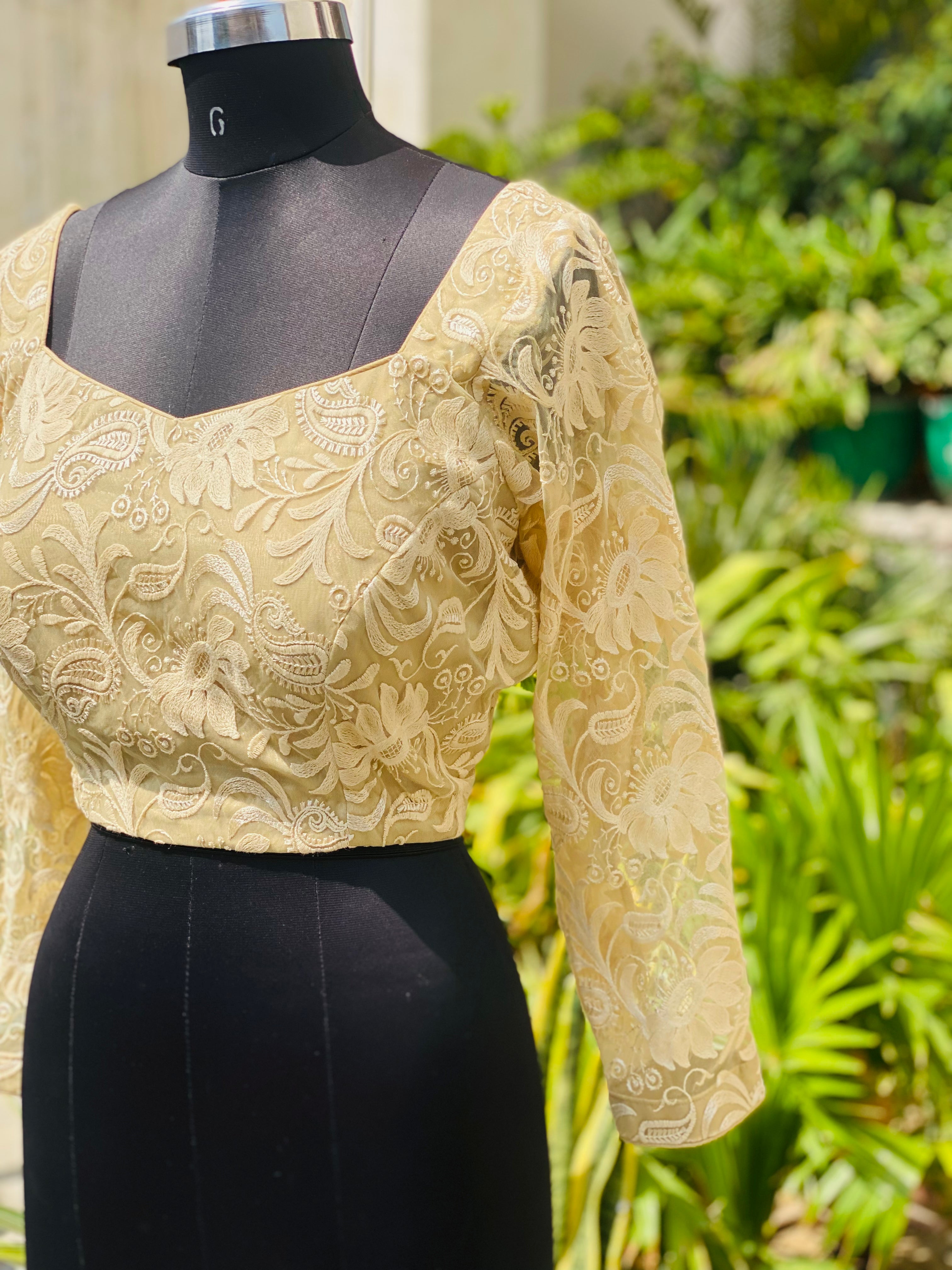 Golden Chikankari Blouse
