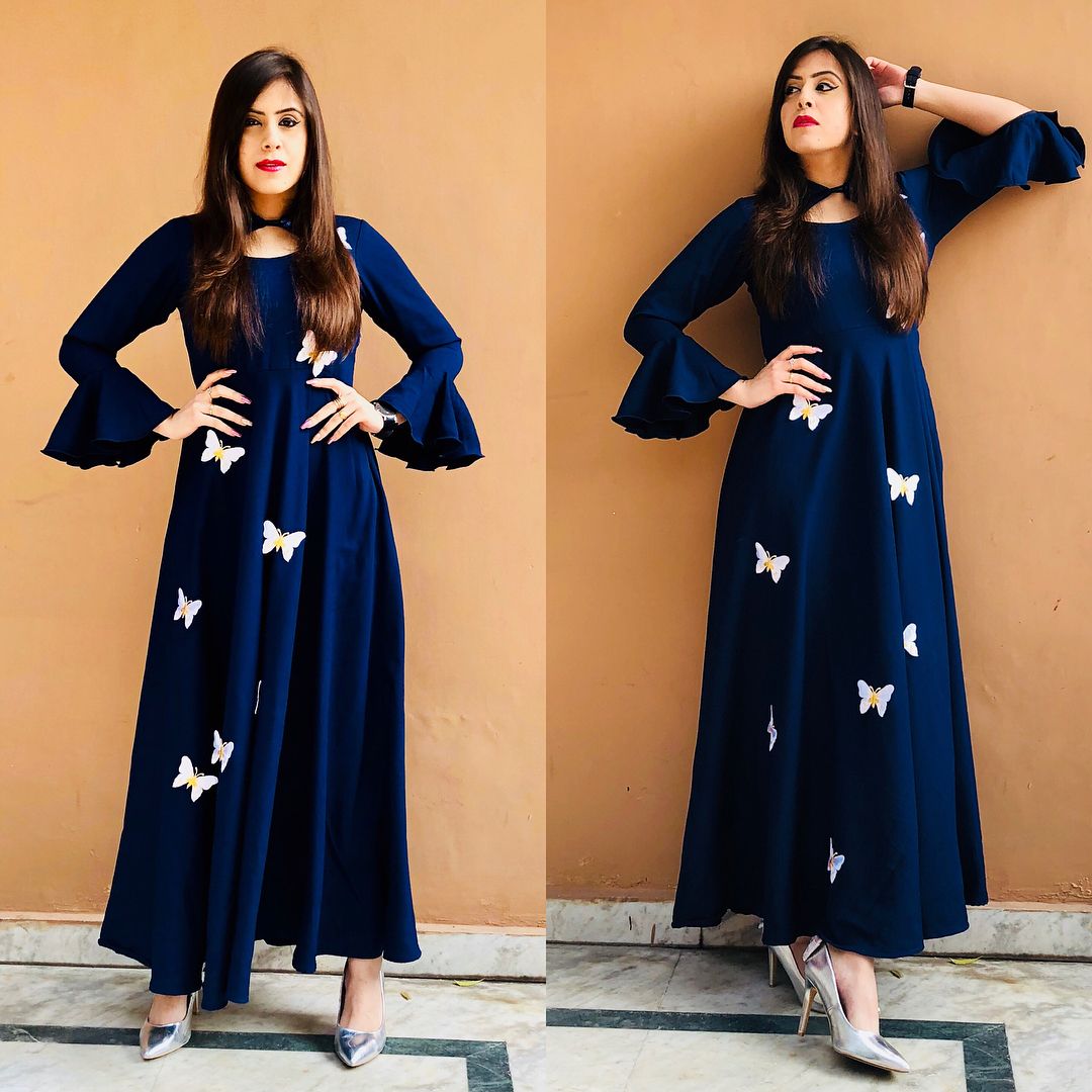 Navy Blue 3D Butterfly Maxi