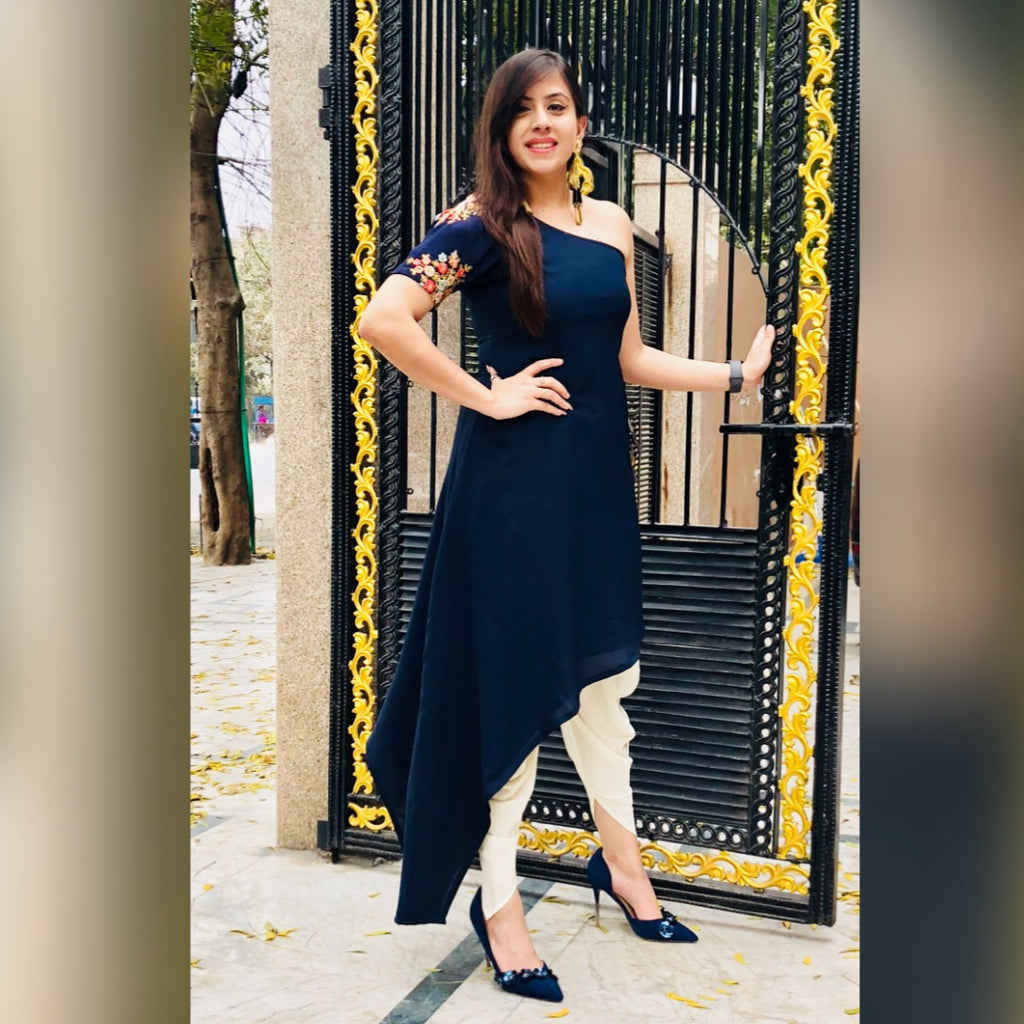 Long Frock Kurti Side Cut Frock Style Long Frock Kurti One Side