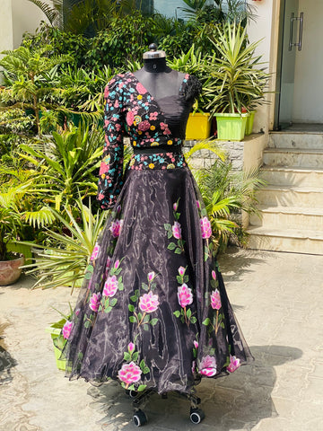 Black Organza Lehenga