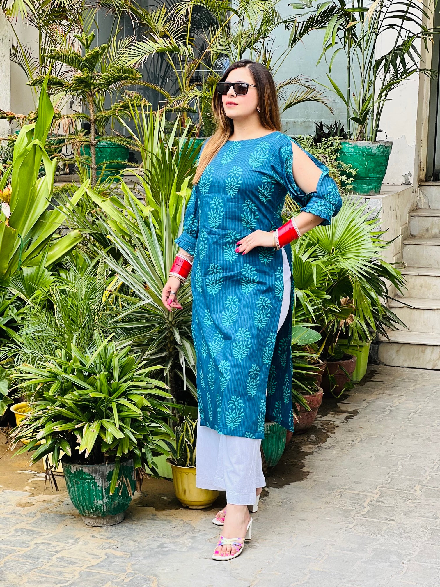 Blue Leaf Kurti