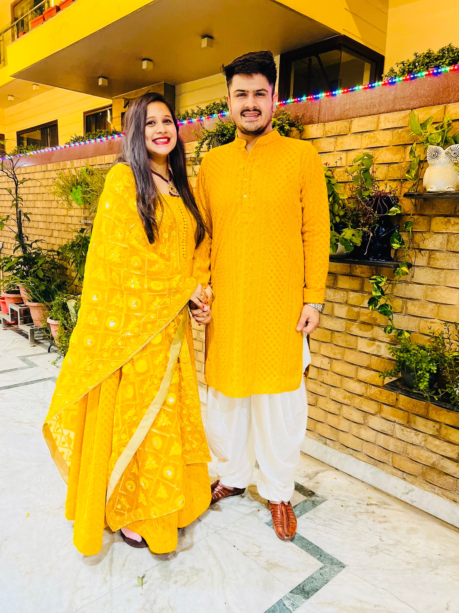 Menswear Yellow Chikankari Kurta with Dhoti