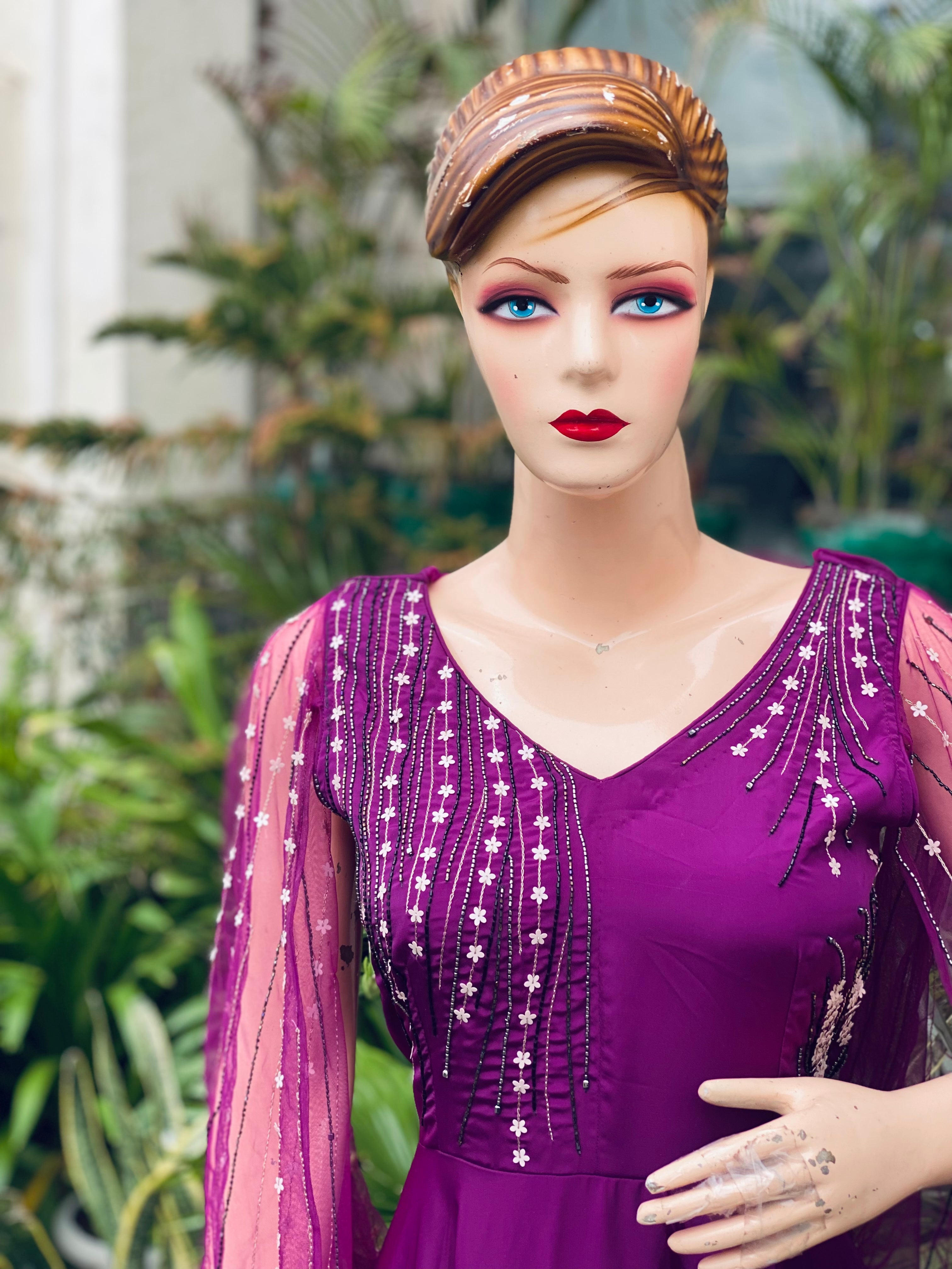 Purple Cape Sleeves Drape