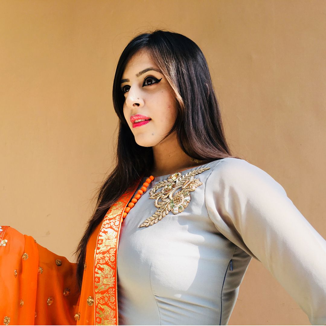 Grey Orange Anarkali