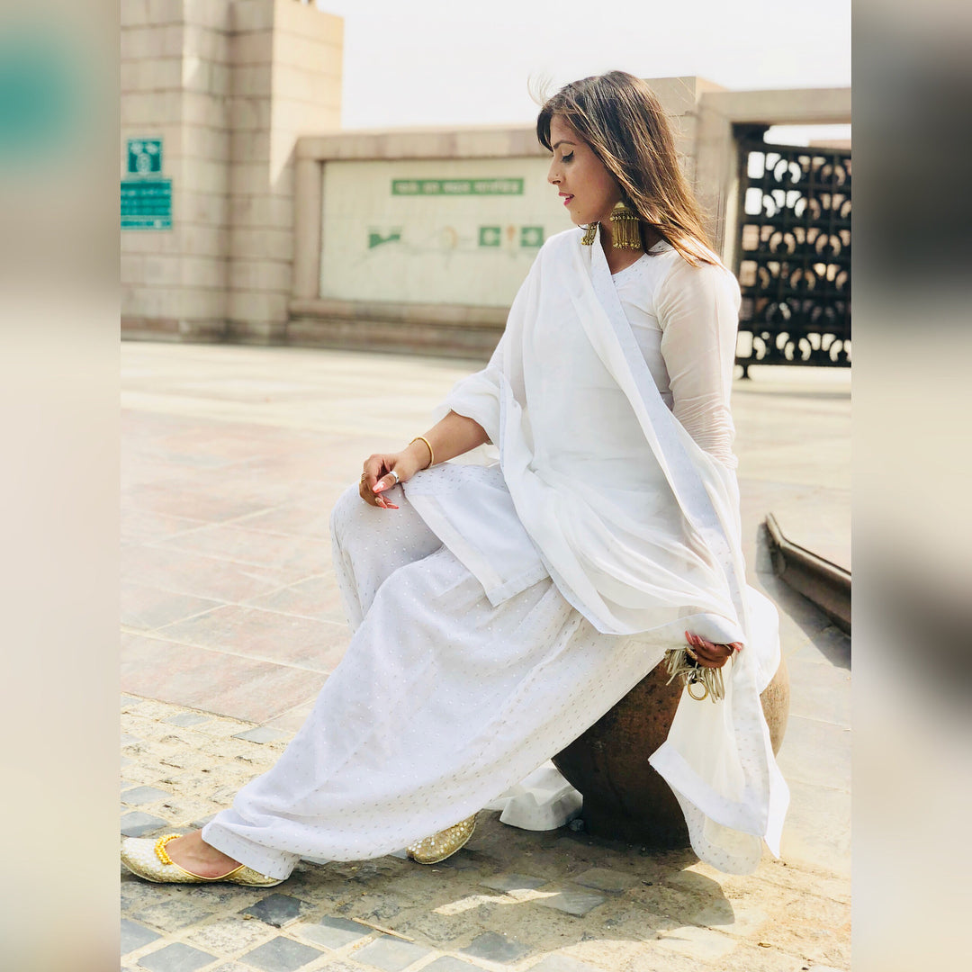 White Georgette Suit