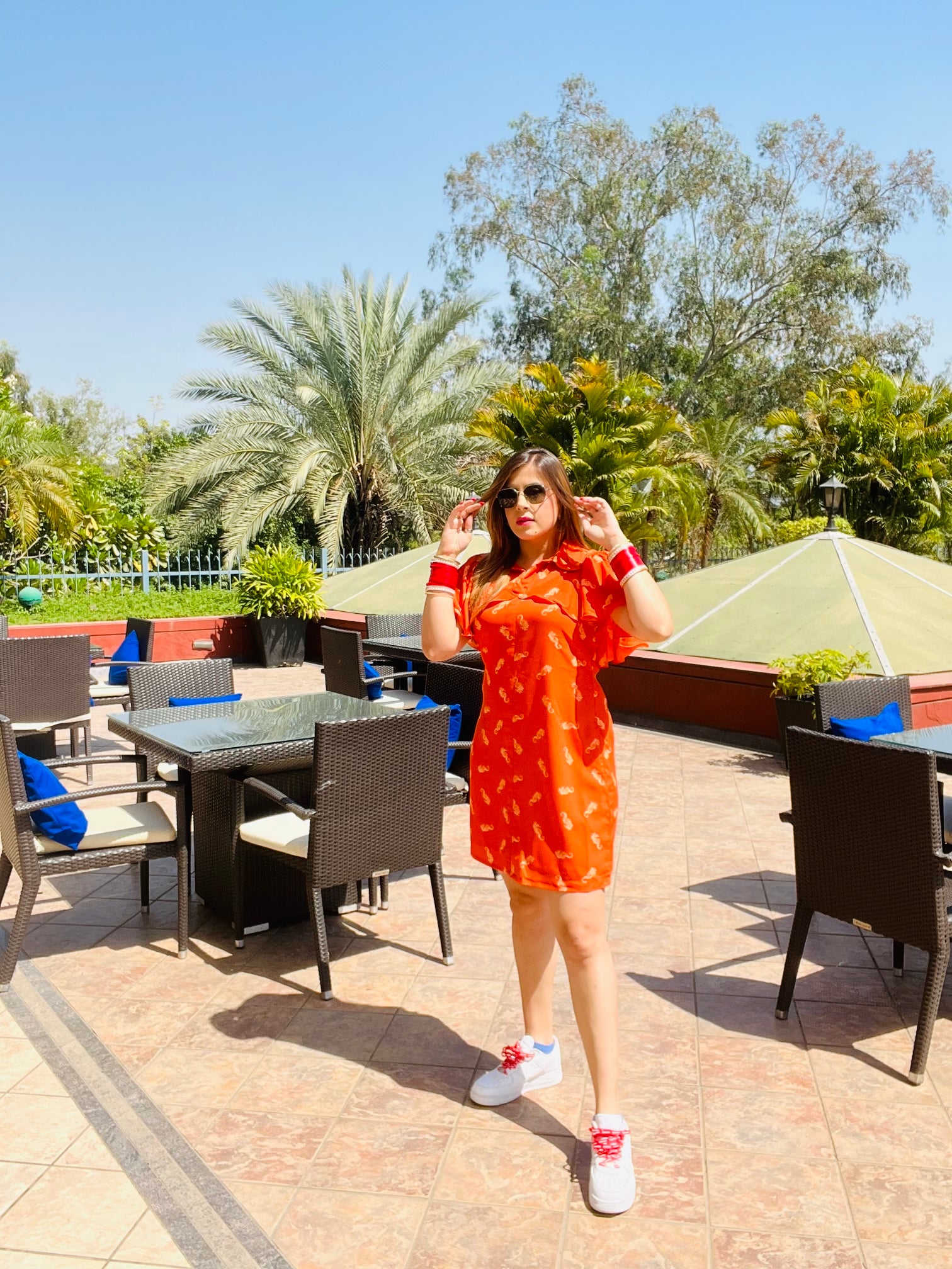 Orange Sea Horse Shirt Dress