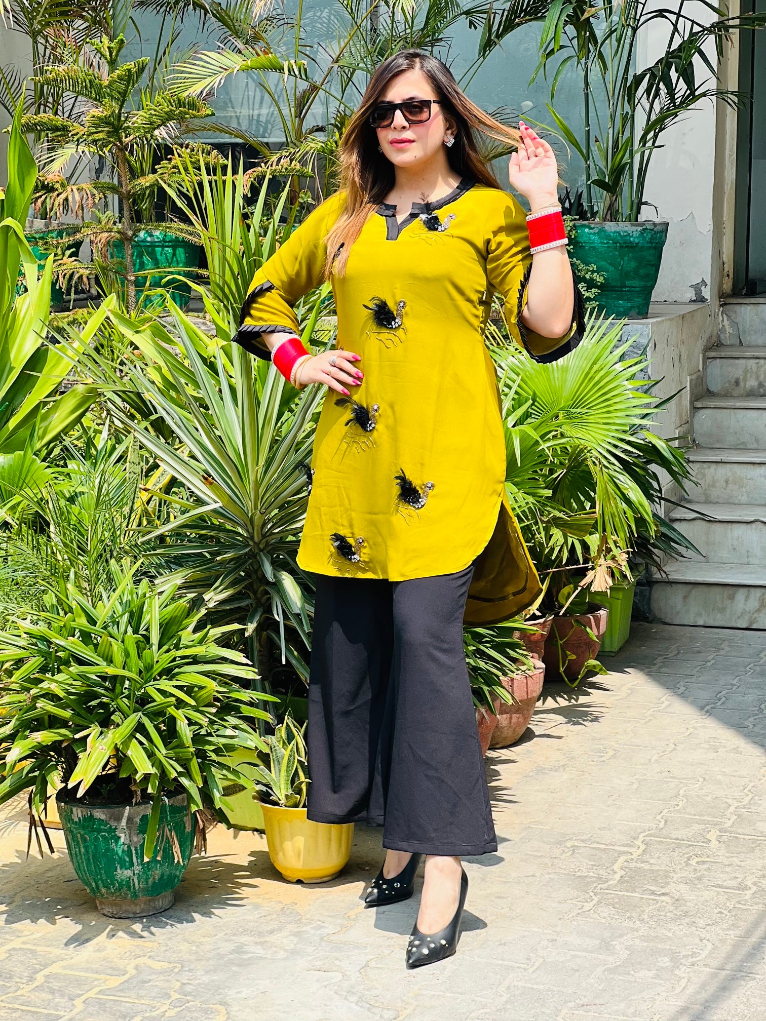 Apple Green Embroidered Kurti