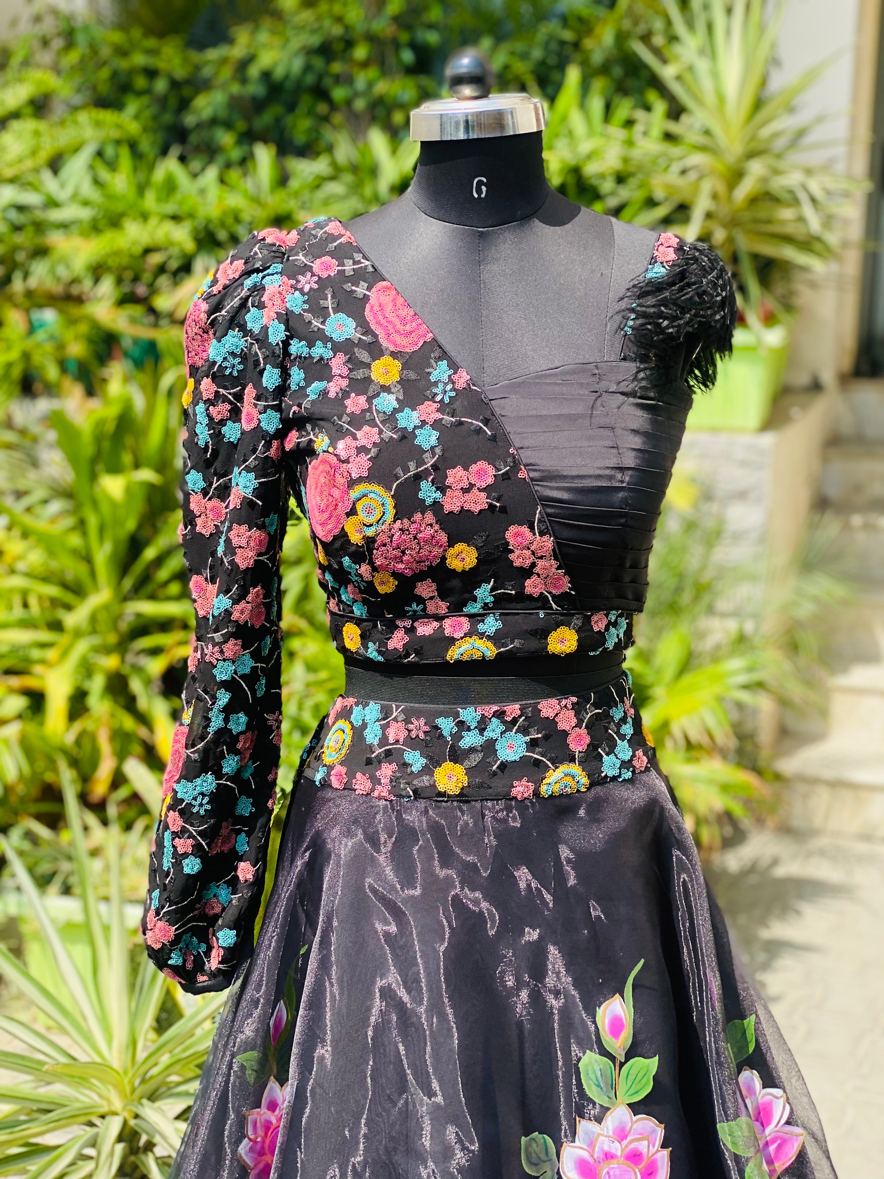 Black Organza Lehenga