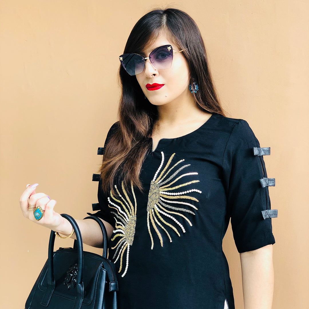 Black Embroidered Kurti