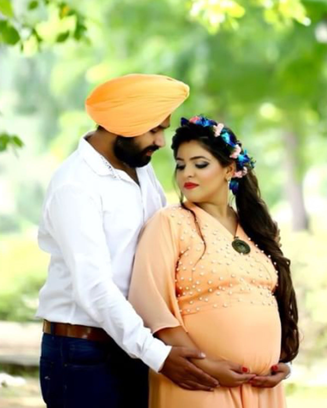 Peach Pearl Maternity Gown