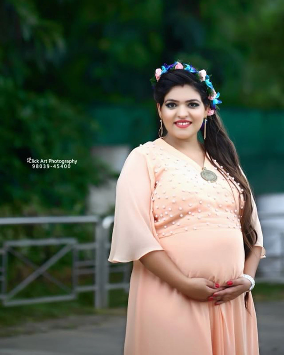 Peach Pearl Maternity Gown