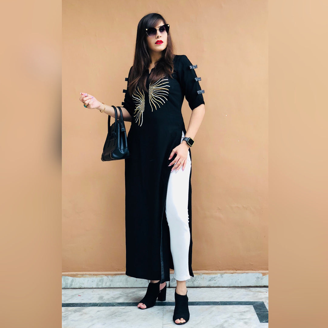 Black Embroidered Kurti