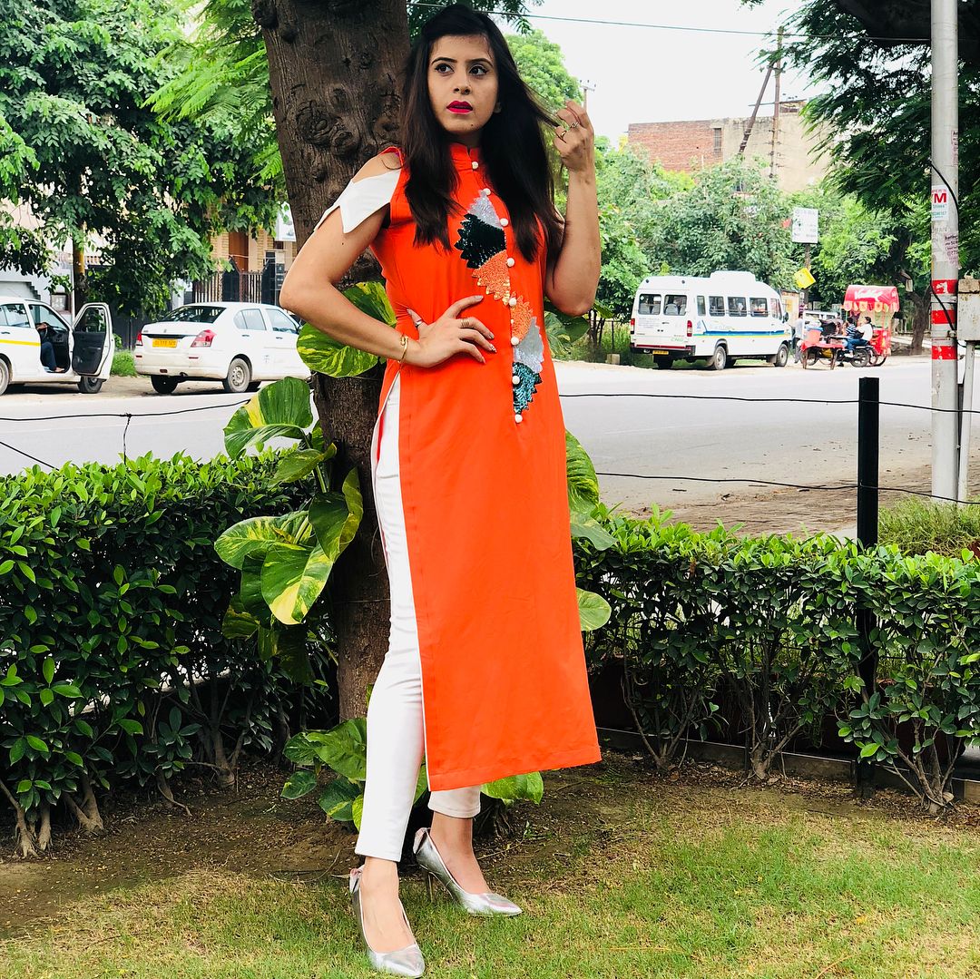 Saffron Embroidered Kurti