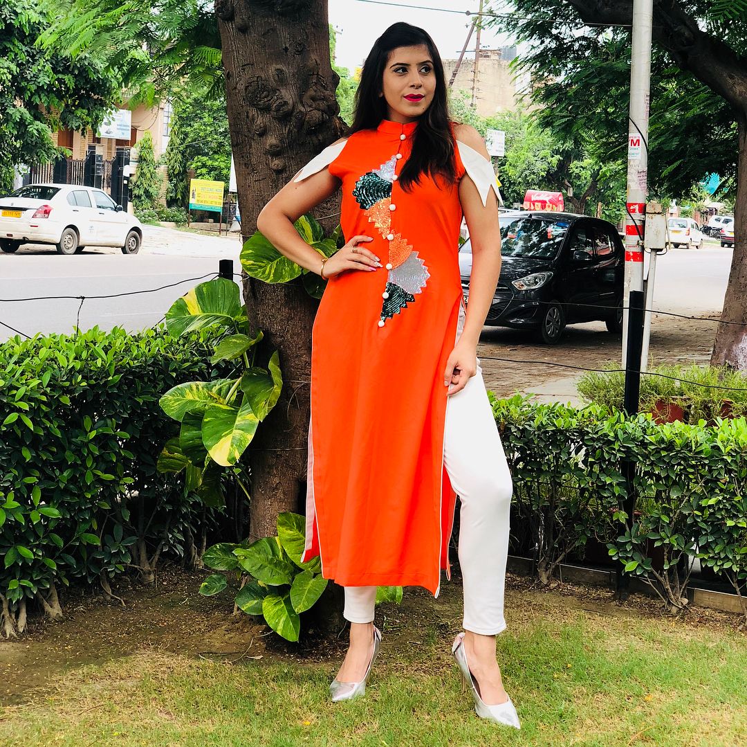 Saffron Embroidered Kurti