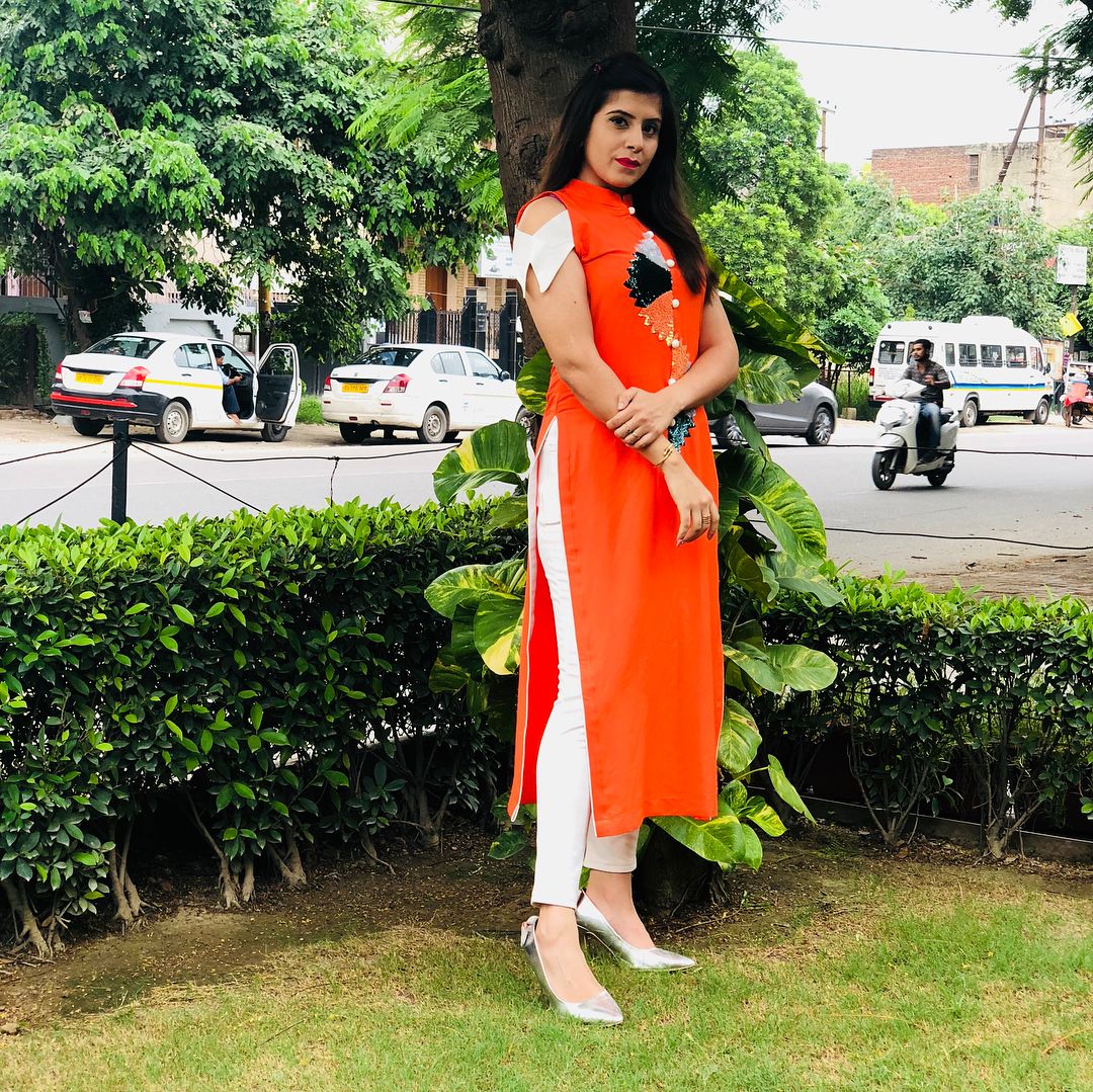 Saffron Embroidered Kurti