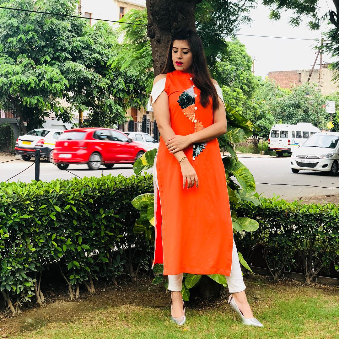 Saffron Embroidered Kurti