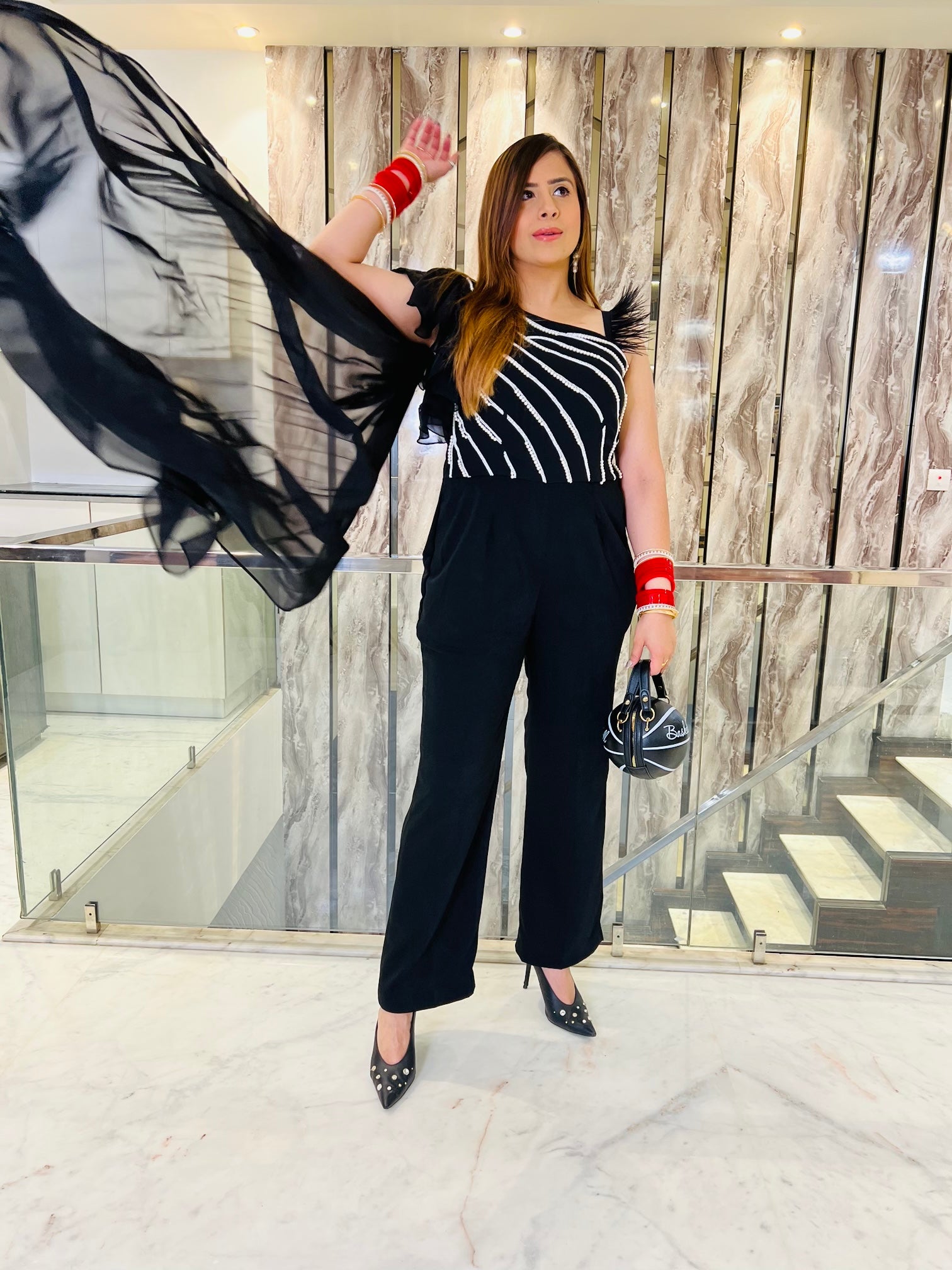 Black Embroidered Jumpsuit