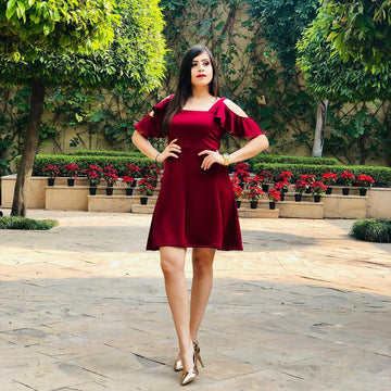 Lycra Maroon Dress