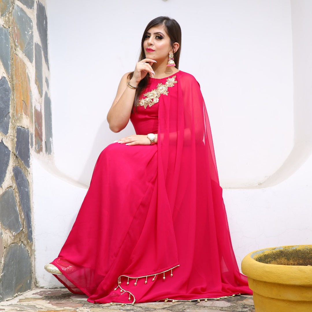Pink Georgette Gown