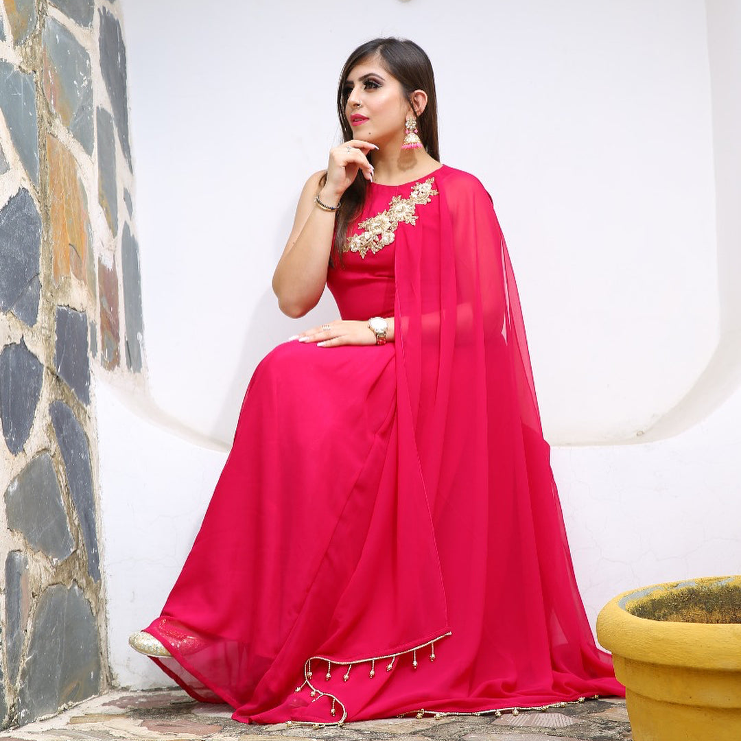 Pink Georgette Gown