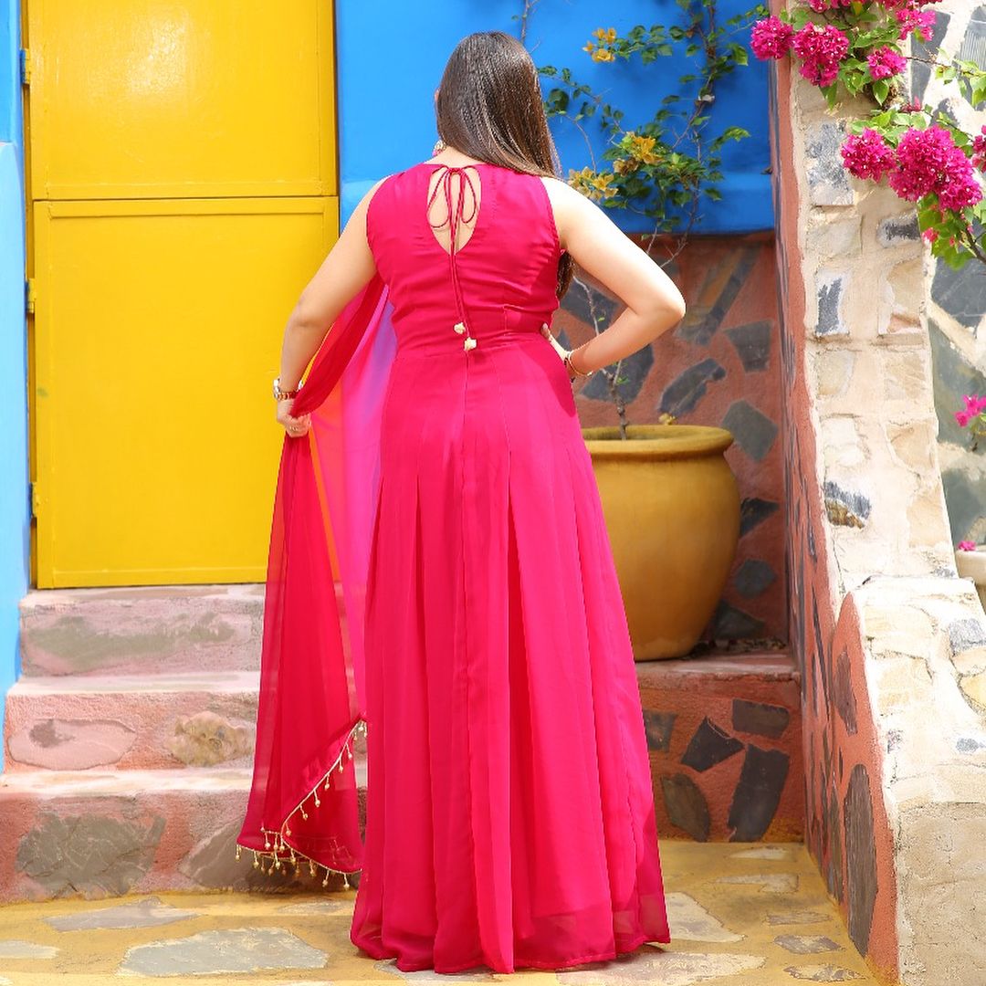 Pink Georgette Gown