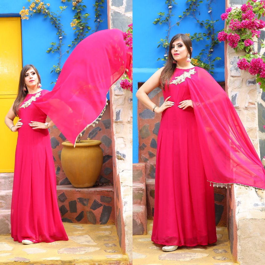 Pink Georgette Gown