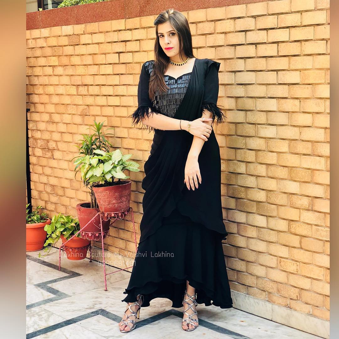 Black Ruffle Saree