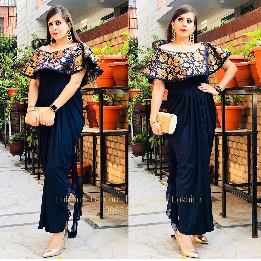 Banarasi Navy Blue Drape