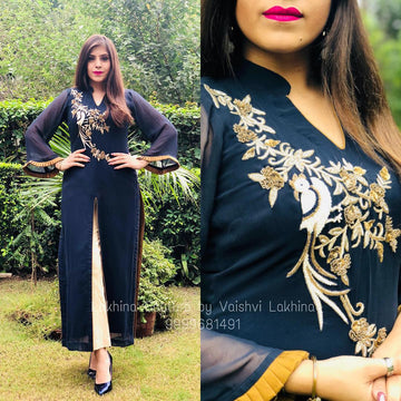 Navy Blue Georgette Suit