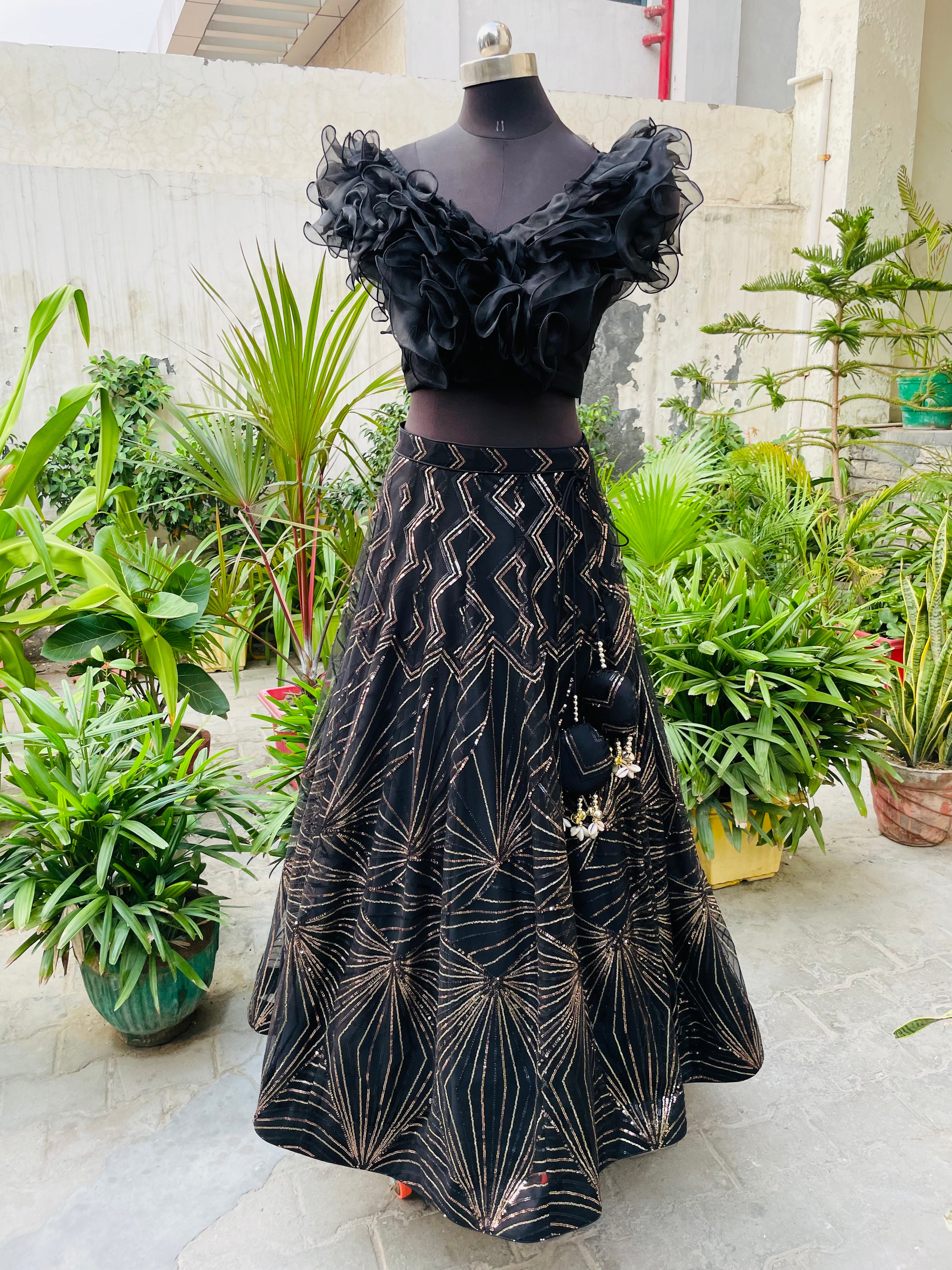 Black Designer Sequin Lehenga