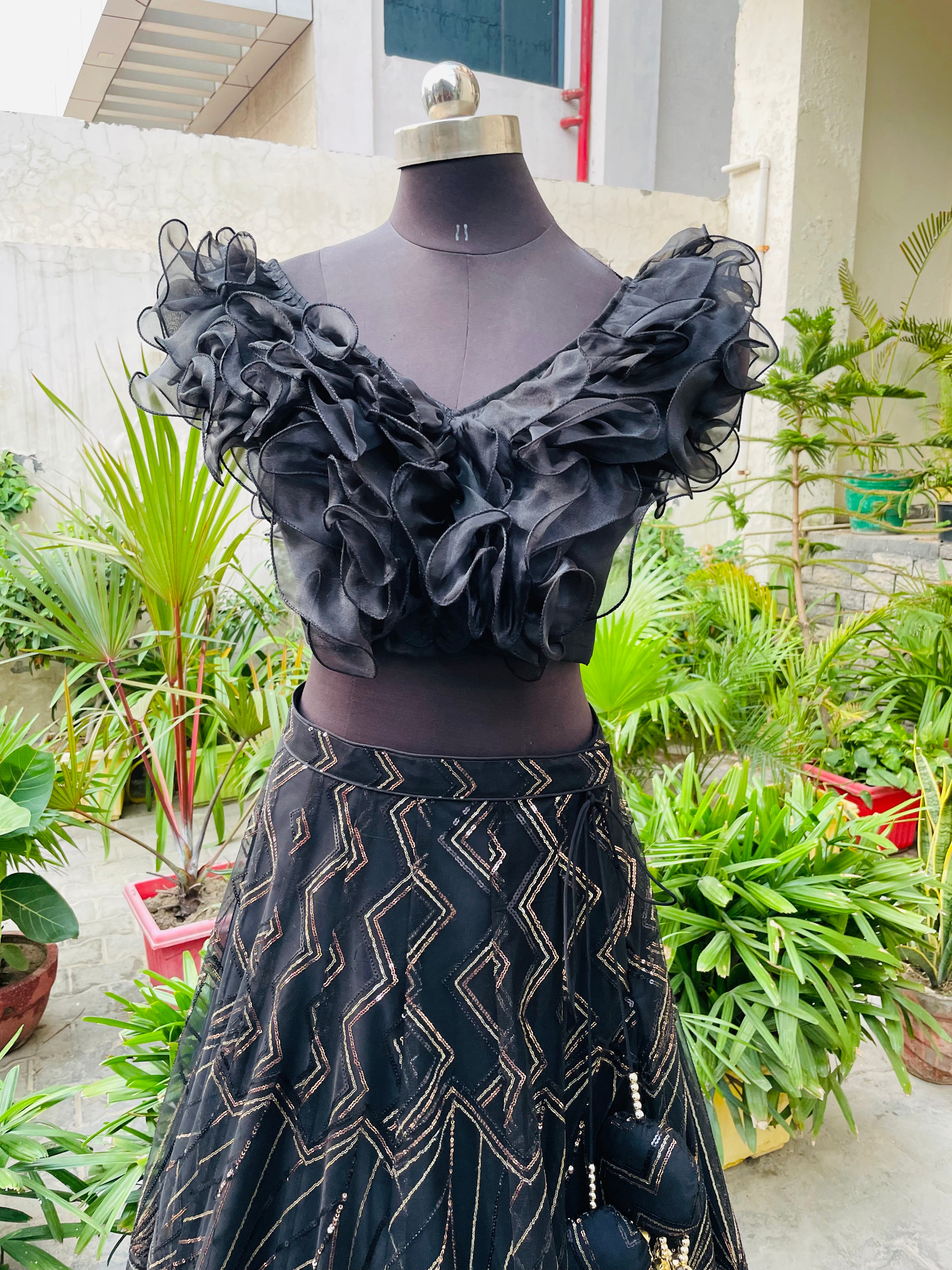 Black Designer Sequin Lehenga